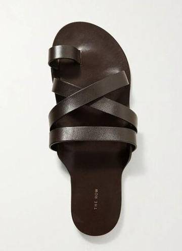 The Row  Kris Leather Sandals in Espresso Brown 41 With Box Womens Slides