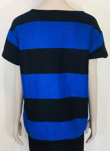 Madewell Blue & Black Brushed Rugby Boxy Top