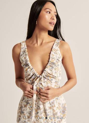 Abercrombie & Fitch Cinched Neck Slip Midi Dress