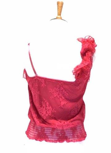 Arden B . Sleeveless Hot Pink Lace Blouson Top