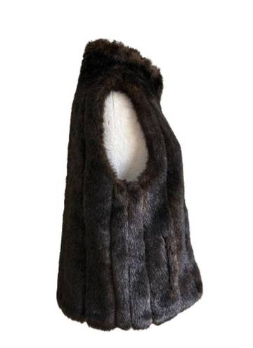 Gallery  Women Vest Brown Faux Fur Pockets Vest Coat Size Medium