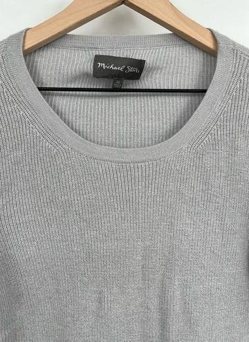 Michael Stars  Gray Cashmere Wool Blend Crewneck Scalloped Hem Sweater Sz XS