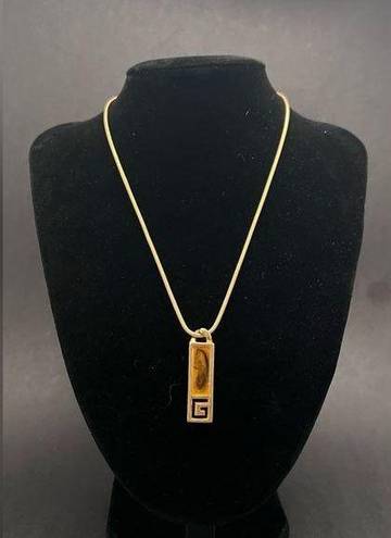 Givenchy Vintage 1977  G Logo Gold Plated Rope Necklace Gold bar design Signed