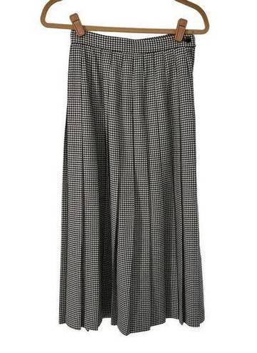 Talbots Vintage  Black & White Houndstooth Pleated Midi Skirt