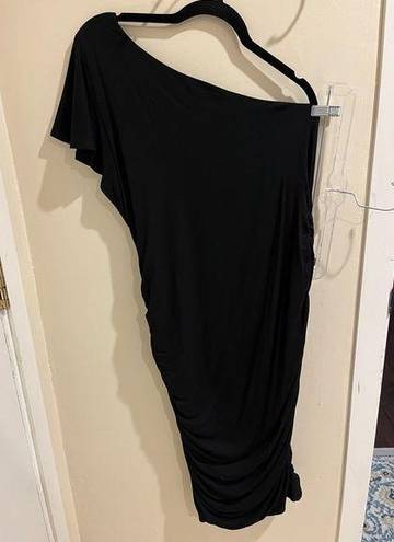 Torrid  Size 1x BLACK ONE-SHOULDER SHORT SLEEVE RUCHED BODYCON DRESS