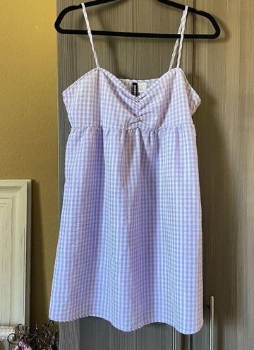 Divided  Lavender Gingham Print Babydoll Dress