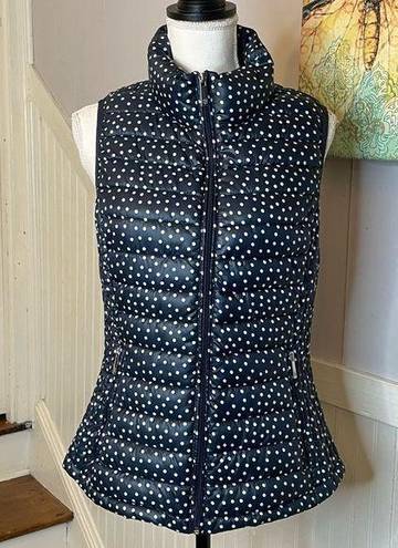 Tommy Hilfiger  Womens Puffer Vest packable Size small Navy Polkadot Quilted