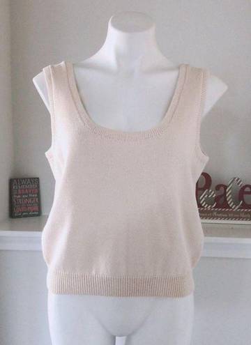 St. John Basics Knit Top Sleeveless Square Neck Sweater Cream white Size L