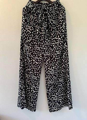 Lulus  Spotted You Black Leopard Print Paperbag Waist Pants Medium