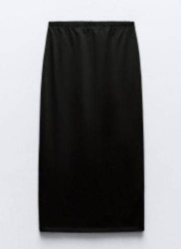 ZARA NWOT  Cotton High Waisted Black Knee Length Skirt Size S