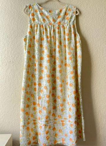 Vintage night gown citrus orange lemon lace grandma cottage core prairie gingham Size L