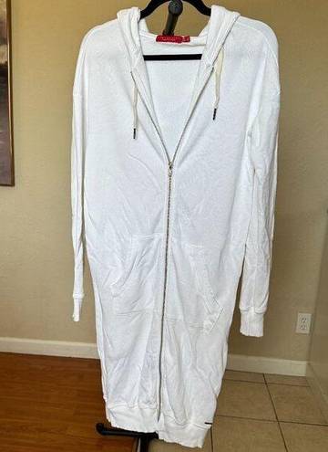 n:philanthropy N philantrophy white hooded long zip up oversized distressed hem size XS