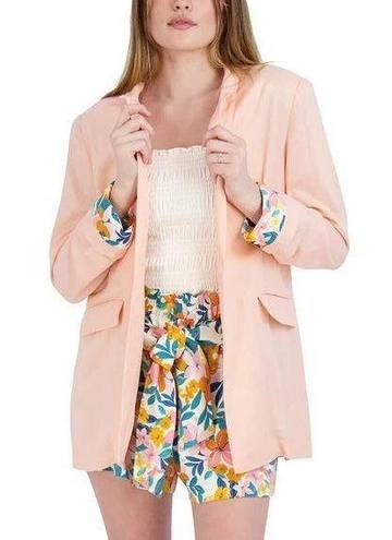 BCB Generation Boyfriend Blazer Women's Medium Peach Notch Lapel Cuff Sleeve B66