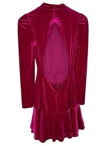 Yumi Kim  Shannon Pink Fuschia Velvet Long Sleeve Mini Dress Size Medium