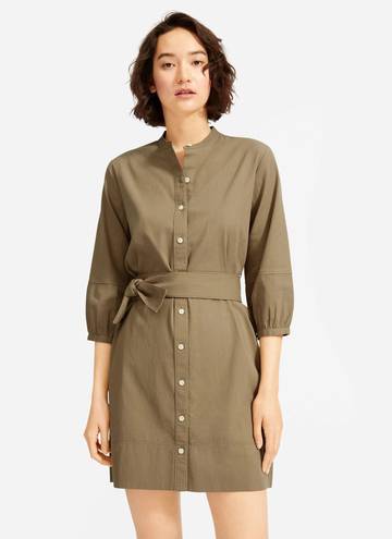 Everlane Cotton Weave Collarless Shirt Dress