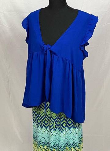 Vine & Love  BABYDOLL TOP IN ROYAL BLUE (Large)