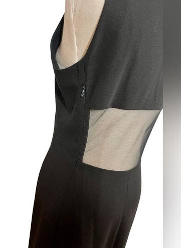 Emporio Armani  100% Wool Sheer Mesh Back Shift Midi Dress Black size 44/US12