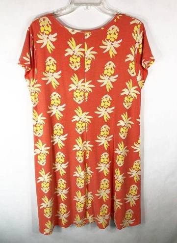 Crown & Ivy Crown Ivy XS Dress Orange Yellow Pineapple A Line Short Sleeve Above Knee 702