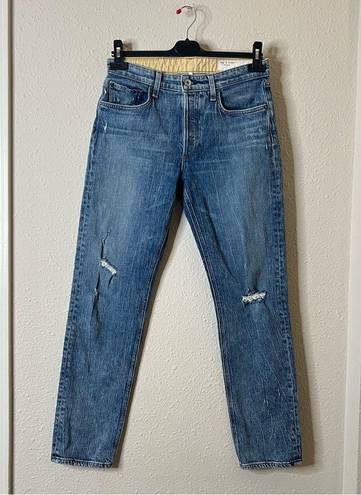 Rag and Bone  Rosa Mid-Rise Boyfriend Jeans North Star Wash Size 25 Distressed