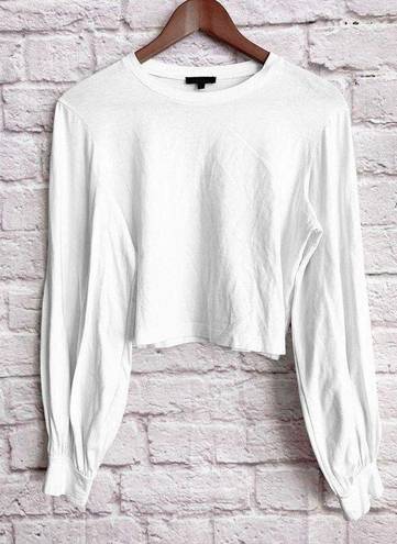 The Range  NYC Balloon Long Sleeve Crop Tee White Revolve Small