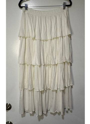 Wanderlux Ivory Layered Midi Skirt Size Large NWOT Western Flowy Indie Boho