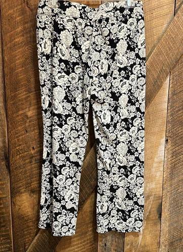 Cynthia Rowley  black floral pants-wide leg size medium