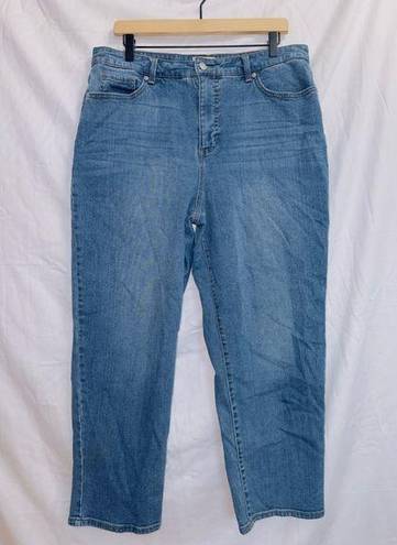 Crown & Ivy  Medium Wash Denim High Rise Straight Leg Balloon Fit Jean size 14