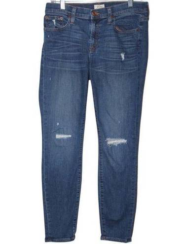 J.Crew Womens  Toothpick Blue Denim Distressed Skinny Jeans Size 28 / 8 / Medium