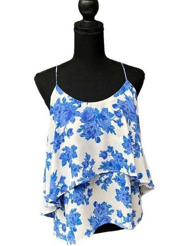 Paper Crane Title:  Blue Floral Layered Tank Top Size Medium