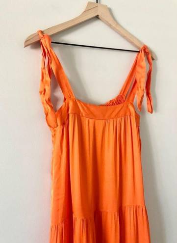 FRNCH Rawen Tiered Maxi Dress Orange with Tie Straps - Size S