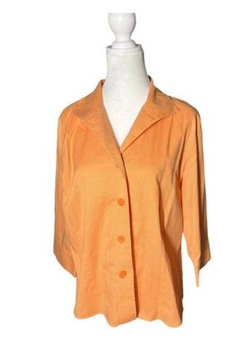 Coldwater Creek  Women’s‎ Orange Gingham Blouse Button Up Shirt