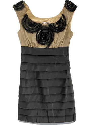 Lucy Paris New Lucy & Co Ruffle Spiral Sleeveless Tiered Mini Dress Black Nude