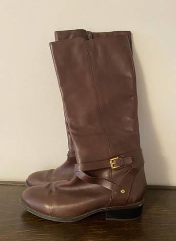 Ralph Lauren Tall Brown Boots With Gold Buckles