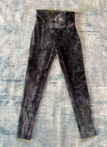 Roma Concept  Gray Tan Blue Tie Dye Velour Leggings Medium