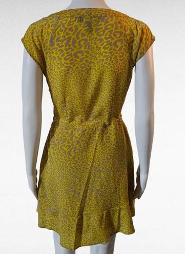 Jessica Simpson  Yellow & Beige Leopard Print Sweetheart Mini Dress Size Small