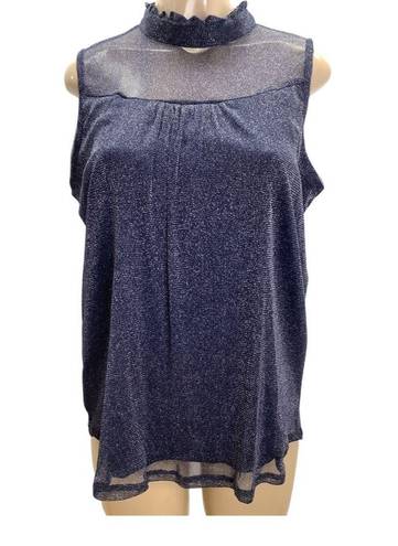 Luna  Rae Shimmery Blue Sleeveless Ruffle Neck Size XL New Without Tags