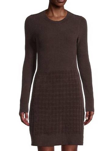 Rebecca Taylor NWT  Long Sleeve Knee Length Textured Velvet Dress Chocolate sz L