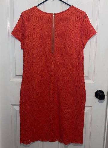 Chico's  Coral Lace Eyelet Short Sleeve Dress