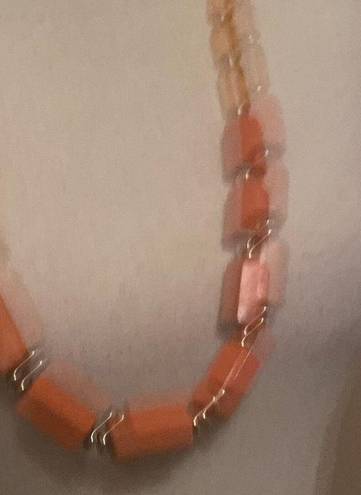 Coldwater Creek Signed  Long Statement Orange Beaded Costume Necklace