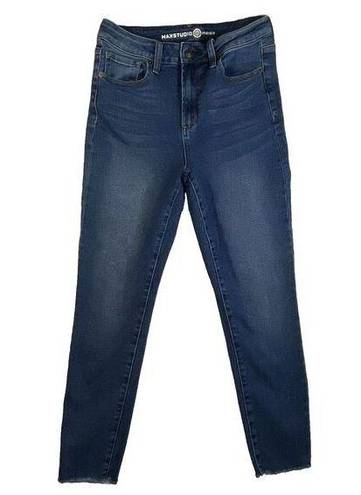 Max Studio  Womens Jeans Sz 10 Blue Indigo Dark Wash High Rise Skinny