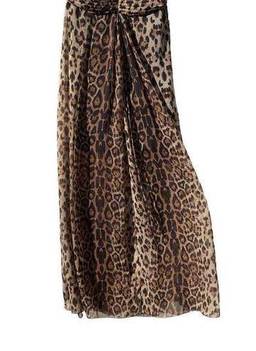 Sans Souci  Women's Strapless Maxi Dress Animal Leopard Print Sheer Brown Medium
