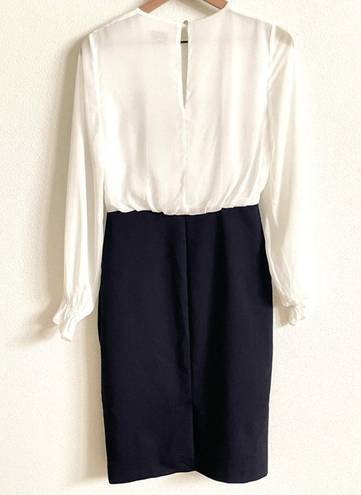 Ted Baker  London White and Navy Lizzata Pleated Combo Dress Women’s Size 4