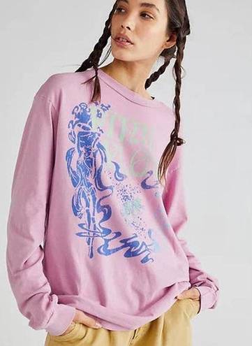 Daydreamer  Free People Pink Floyd Swirled Long Sleeve Tee Lotus Small DT32