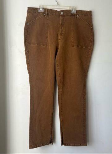 Good American  Good Boy Carpenter Split Hem Bronze Brown Boyfriend Jeans 16