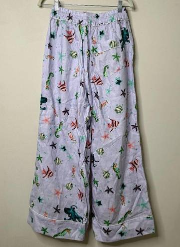 Hill House NEW  Home The Skylar Pant Linen Purple Sea Creatures Wide Leg Medium