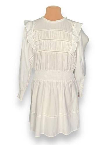 Rails  Faren Dress White Long Sleeves Ruffles Smocked Tiered Eco Friendly Mini