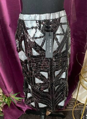 The Row NWT Front Black & Grey by Sara & Goldy Geometric Design Sequin Pencil Skirt