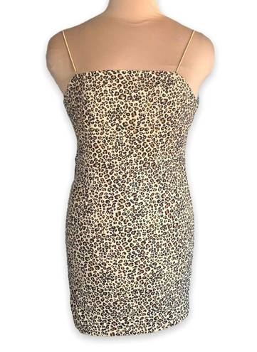 Kendall + Kylie  Dress Animal Leopard Print Sleeveless Spaghetti Strap Bodycon