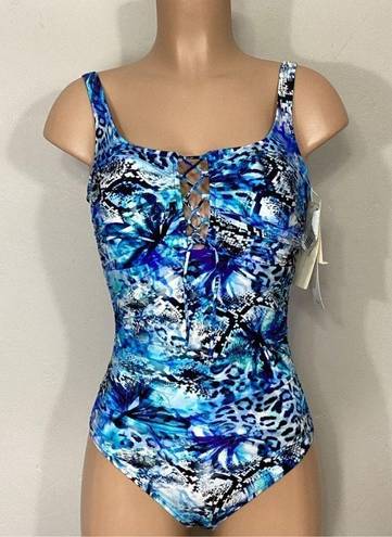 Gottex New.  cheetah and snake print lace up swimsuit. MSRP $228. Size 10