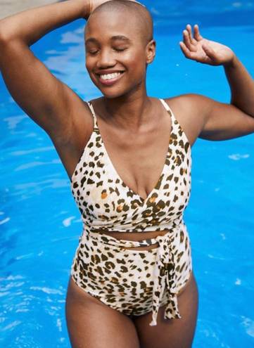 Aerie Wrap One Piece Cheetah Swimsuit M